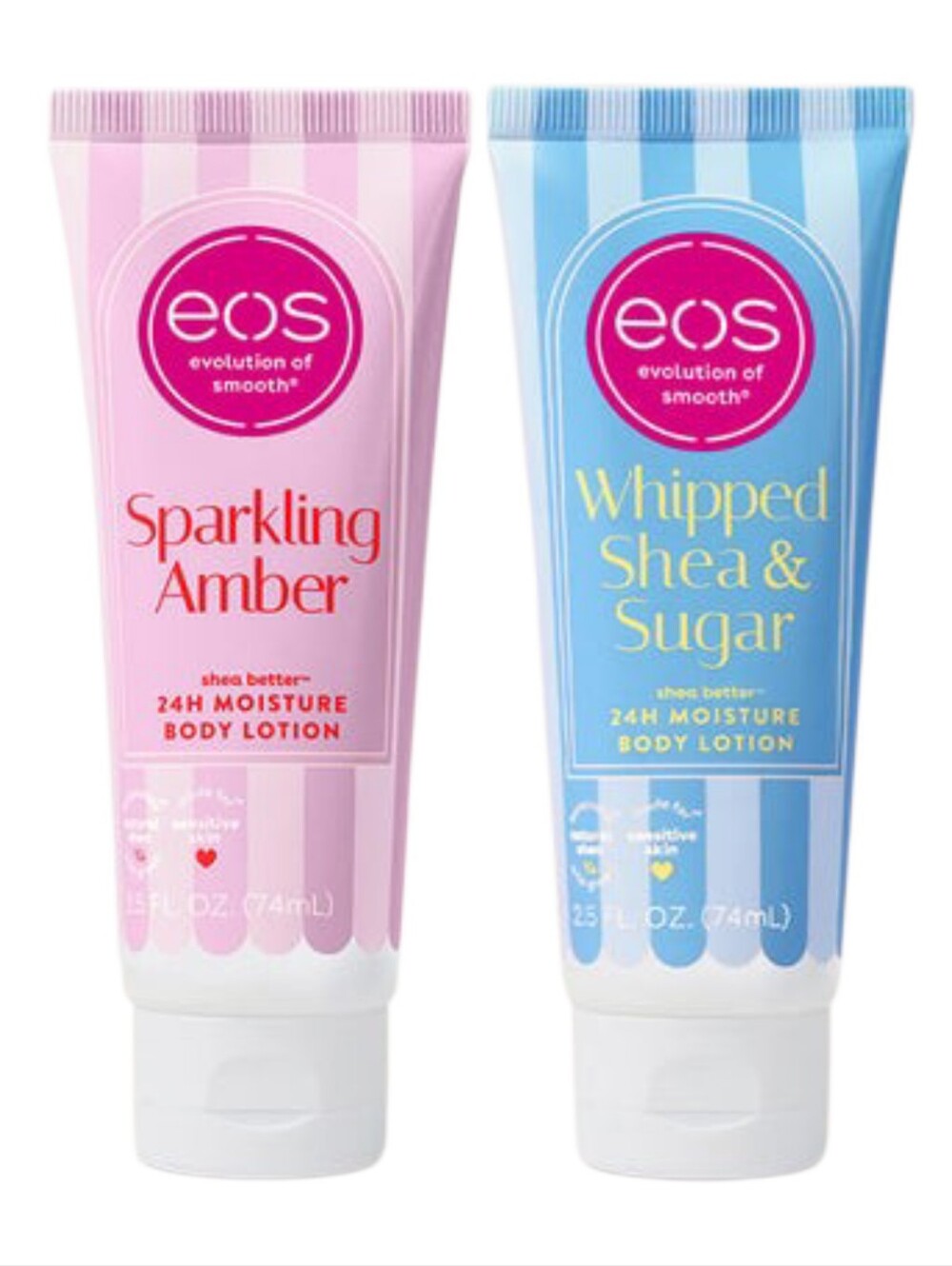 EOS Travel Size Lotions - Sparkling Amber + Whipped Shea & Sugar -- 2pc Set